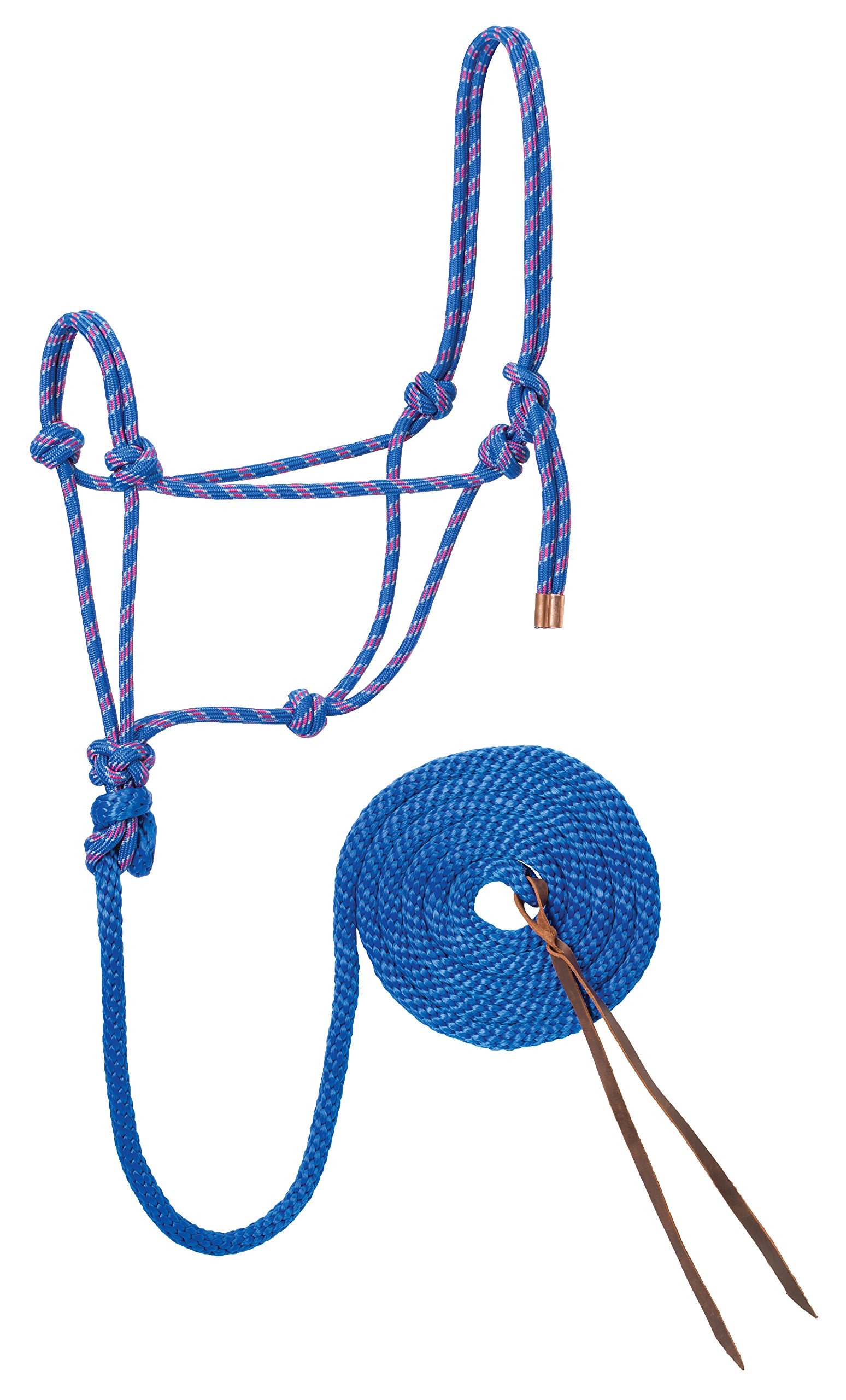 Weaver Leather Diamond Braid Reflective Rope Halter & Lead,Reflective/Blue/Gray