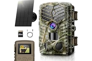 Solareye Trail Camera WiFi Solar Powered, 2.7K 48MP Game Camera with Night Vision Motion Activated with 32GB Micro SD Card, IP66 Waterproof 120° Detection Angle 0.2s Trigger 940nm No Glow LED Wildlife