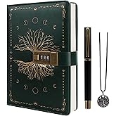 TIEFOSSI Diary with Lock, Tree of Life Vintage Journal with Lock for Women Men, A5 Refillable Locked Notebook for Writing, 224 Numbered Pages