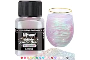NiHome Edible Food-Grade Glimmer Powder Glitter Luster Dust Metallic Food Decorating Sprinkle Glimmery Dust for Drink Wine Beverage Cake Candy Dessert Bakery Restaurant Vegan (0.18oz/5g, Iridescent)