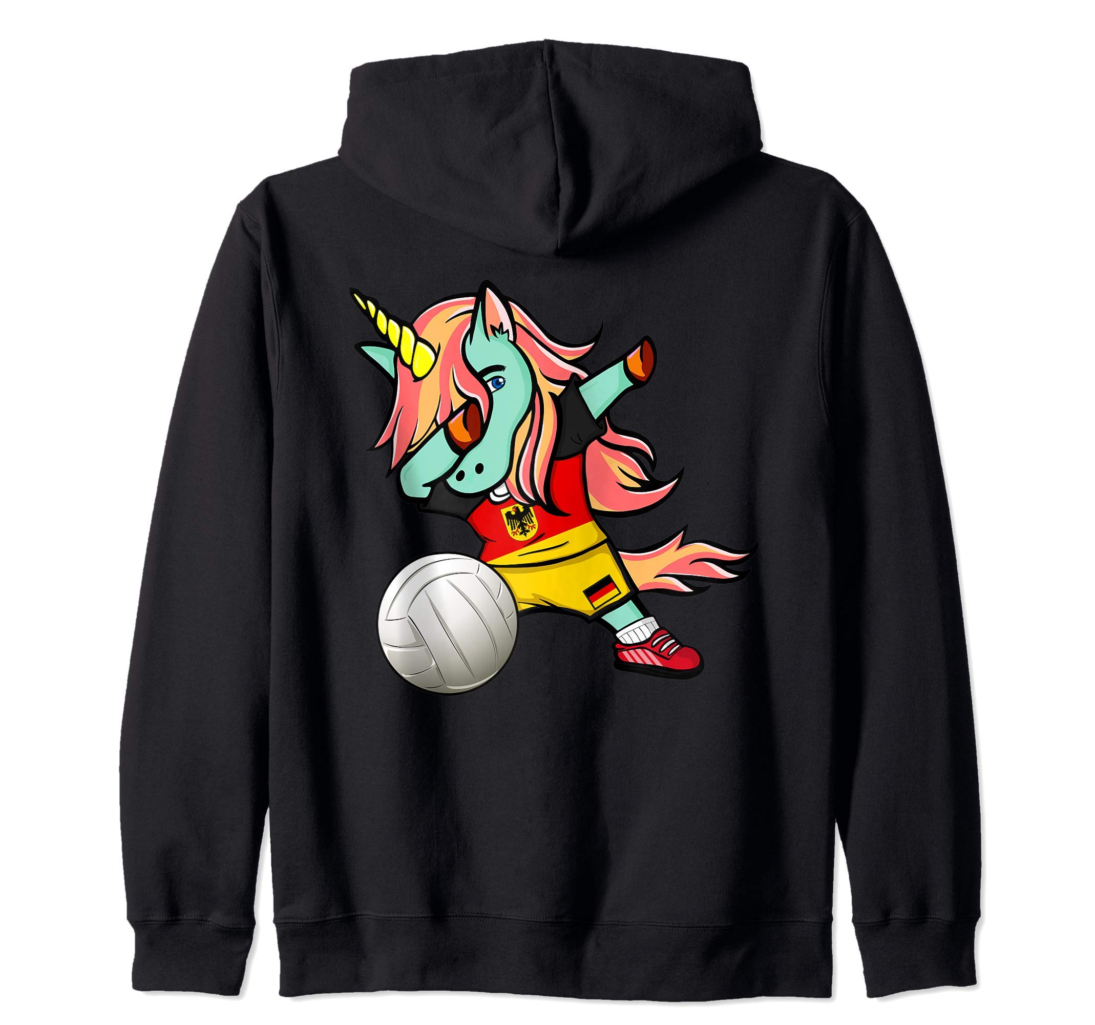 Dabbing Unicorn Germany Volleyball Lovers Jersey German Flag Zip Hoodie