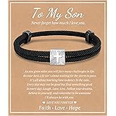 MEALGUET Christian Gifts Cross Bracelet for Boys : Adjustable Black Rope Faith Cross Bracelets for 6 8 10 12 14 16 Years Age Teenage Young Boy Son, Religious Jewelry Gift Ideas for Easter Baptism