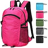 SFIUYDS Small Hiking Backpack 15L Travel Lightweight Hiking Packable Daypack Water-Resistant Foldable Backpacks for Women Men Camping (Pink)