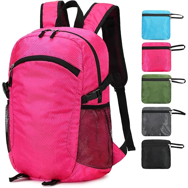 Emiyea Faltbarer Wanderrucksack – Ultraleicht, Wasserdicht, 15 Liter, Für Damen & Herren, Kompakt (Orange Zickzack)