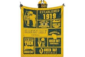 QOLYZANW Green Bay Throw Blanket, American Sport Team Color Blanket, Soft Flannel Gifts for Men Women Fan Rugby Lovers Merch for Sofa Bed Decor, 60X50 in