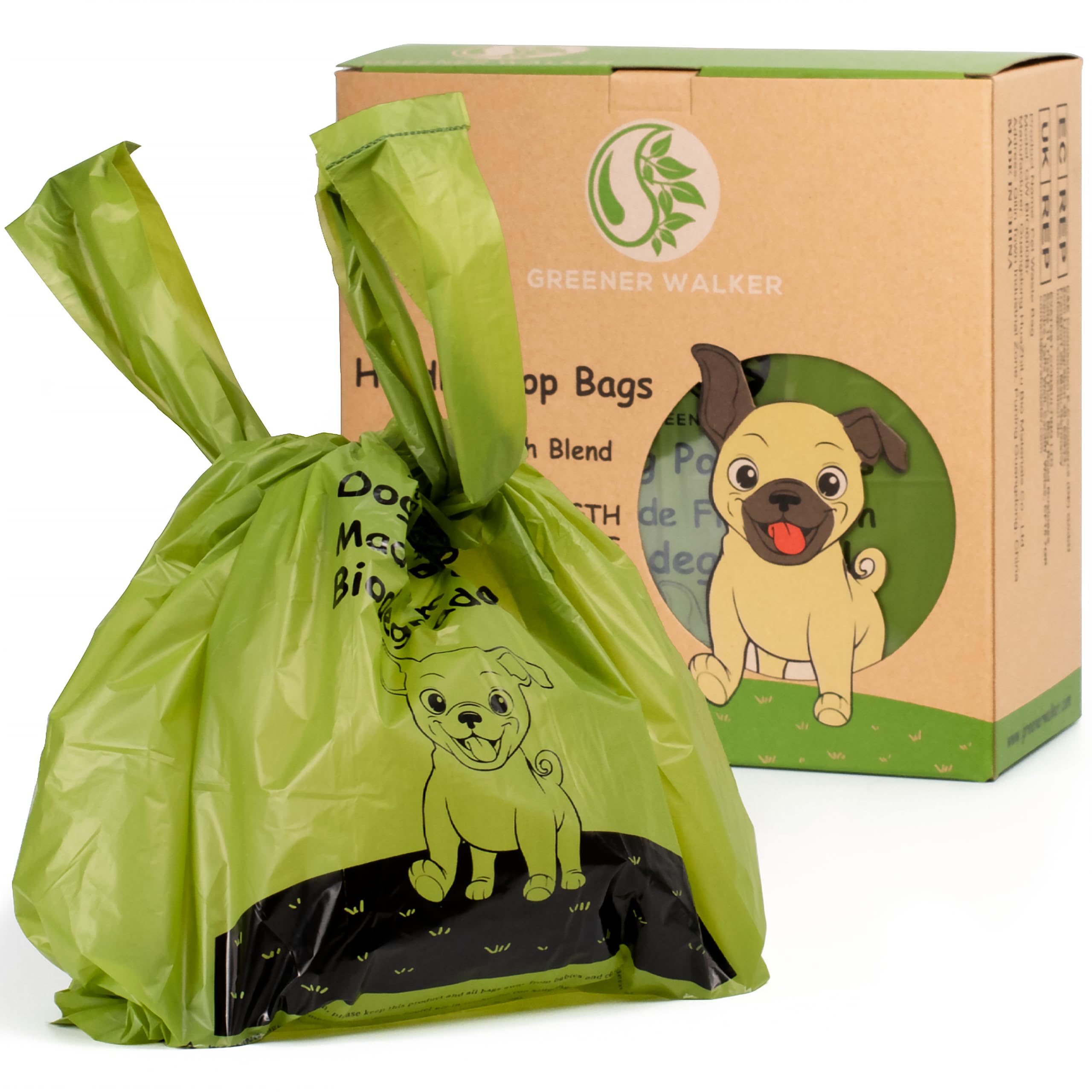 Photo 1 of GREENER WALKER Tie Handles Poo Bags for Dog Waste, 600 Doggy Waste Bags Extra Thick Strong 100% Leak-Proof (Green)