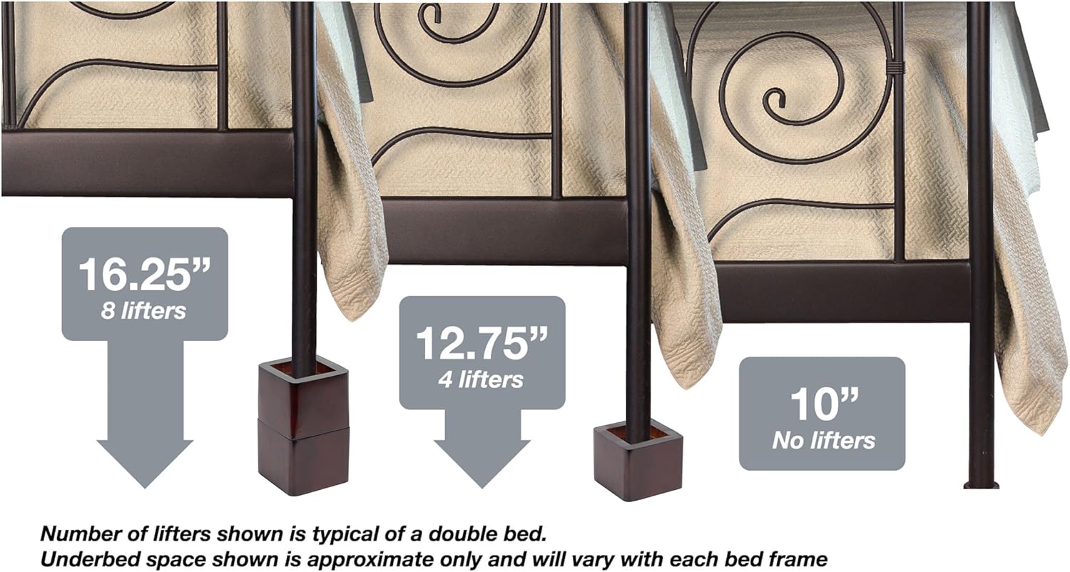 Richards Homewares Wooden Adjustable Lifters – 2.75 inch Furniture Riser Lifts – Heavy Duty 1300 lbs. Capacity for Beds, Couch, Desk, Table, etc Set of 4, Espresso Wood (Pack of 4): Home & Kitchen