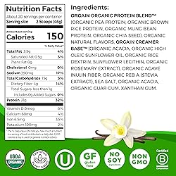 Orgain Organic Vegan Protein Powder, Vanilla Bean