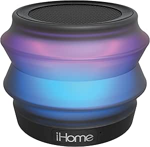 iHome iBT62B Portable Collapsible Bluetooth Color Changing Speaker with Speakerphone - Featuring Melody, Voice Powered Music Assistant