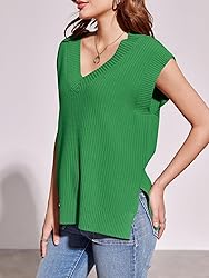 Saodimallsu Womens V Neck Sweater Vest Oversized