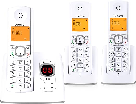 Alcatel F530 Voice Trio Telephone Sans Fil Dect Aux Coloris Contemporains Repondeur Integre Mains Libres Ecran Retroeclaire Sonneries Vip 10 Melodies D Appel Blanc Gris Amazon Fr High Tech