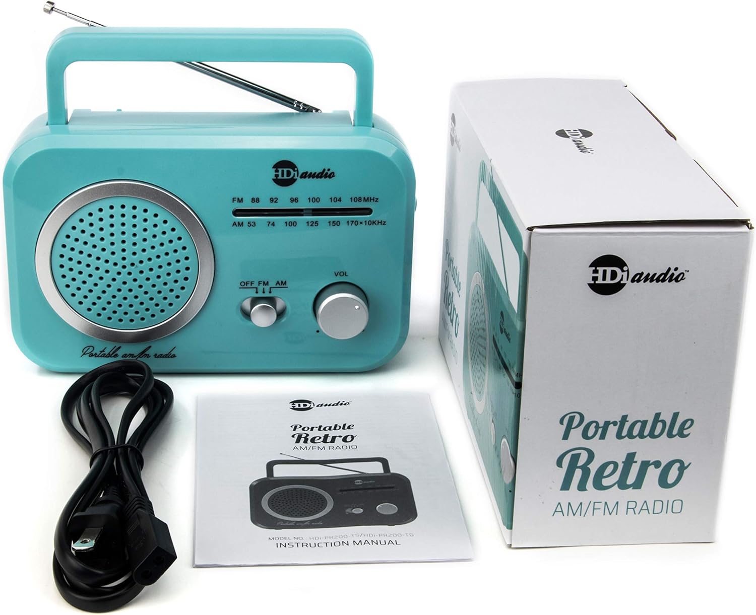 HDi Audio Radio Teal/Silver Premium Home Vintage Portable Retro Radio Classic AM/FM Radio with Built in Speakers + Headphone Jack: Home Audio & Theater