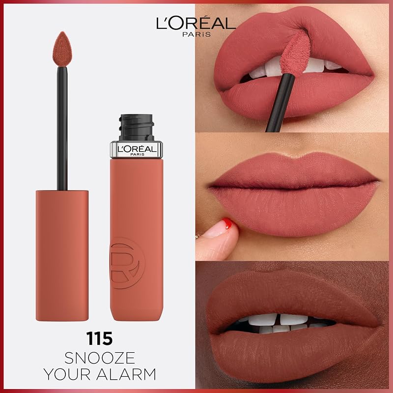 L'Oréal Paris Pflegender Lippenstift mit mattem Finish, Für leuchtende Farben mit bis zu 16 Stunden Halt, Infaillible Matte Resistance, Nr. 115 Snooze your Alarm?, 1x 5 ml