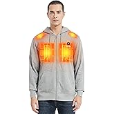 CAFORU Heated Pullover Hoodie with 5-Zone Heating&7.4V Battery Pack, Fast Warm-Up Unisex Sweatshirt for Outdoor Work