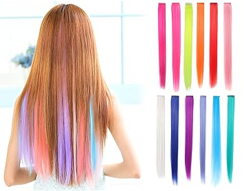 Amazon Com Onedor 23 Inch Colored Party Highlights Straight Hair
