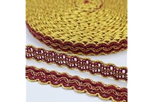 ZNZAKKA Gold Braid Trim 13 Yards Lace Ribbon Scroll Braid Trim Metallic Edge Trim for Sewing, Crafts, Garments Accessories (Burgundy)