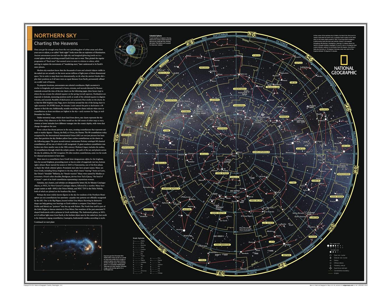 National Geographic: Northern Sky: Charting the Heavens - Poster - 28 x 22 inches - Paper Rolled