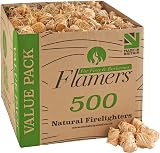 Flamers Natural Wood Wool Firelighters 500 Pack UK Made Eco Friendly view 1