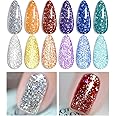 Born Pretty Reflective Glitter Gel Polish Colorful Sparkly Shiny Disco DJ LED Gel Nail Polish Nail Varnish 6PCS 10ML
