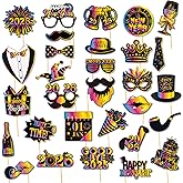 30 Pcs Happy New Year Photo Booth Props 2026 Eve Party Supplies Holiday Celebrations Funny Table Decorations Accessories