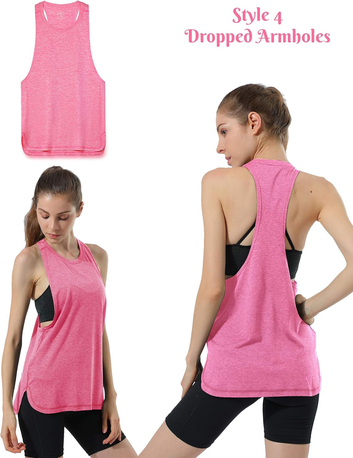 Liberty Imports Set of 5 Styles of Women's Heather Workout Tank Tops, Lightweight Active Yoga Training Sleeveless Shirts: Clothing