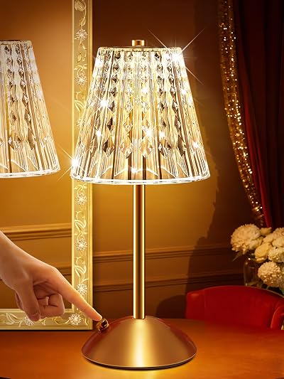 One Fire 10-Way Dimmable Rechargeable Glass Table Lamp 3 Color Touch