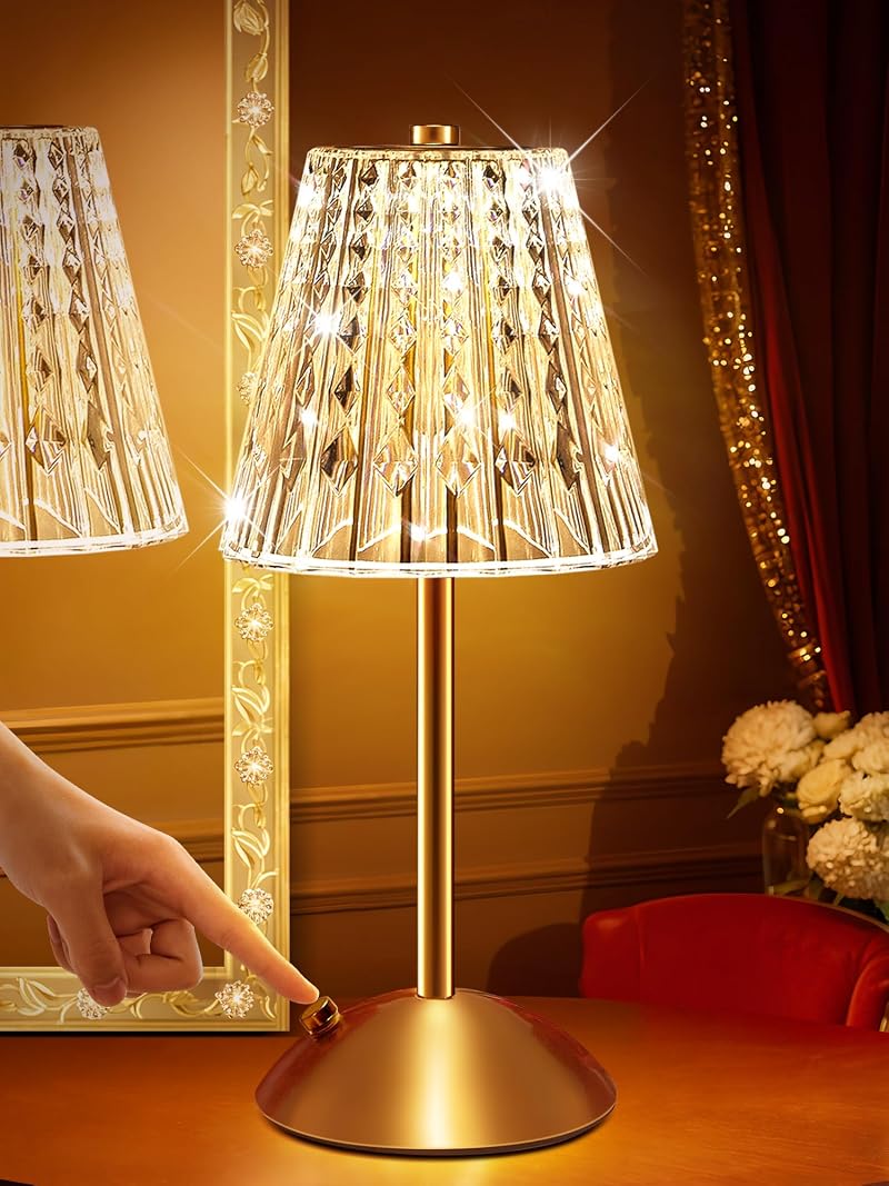 One Fire 10-Way Dimmable Rechargeable Glass Table Lamp 3 Color Touch