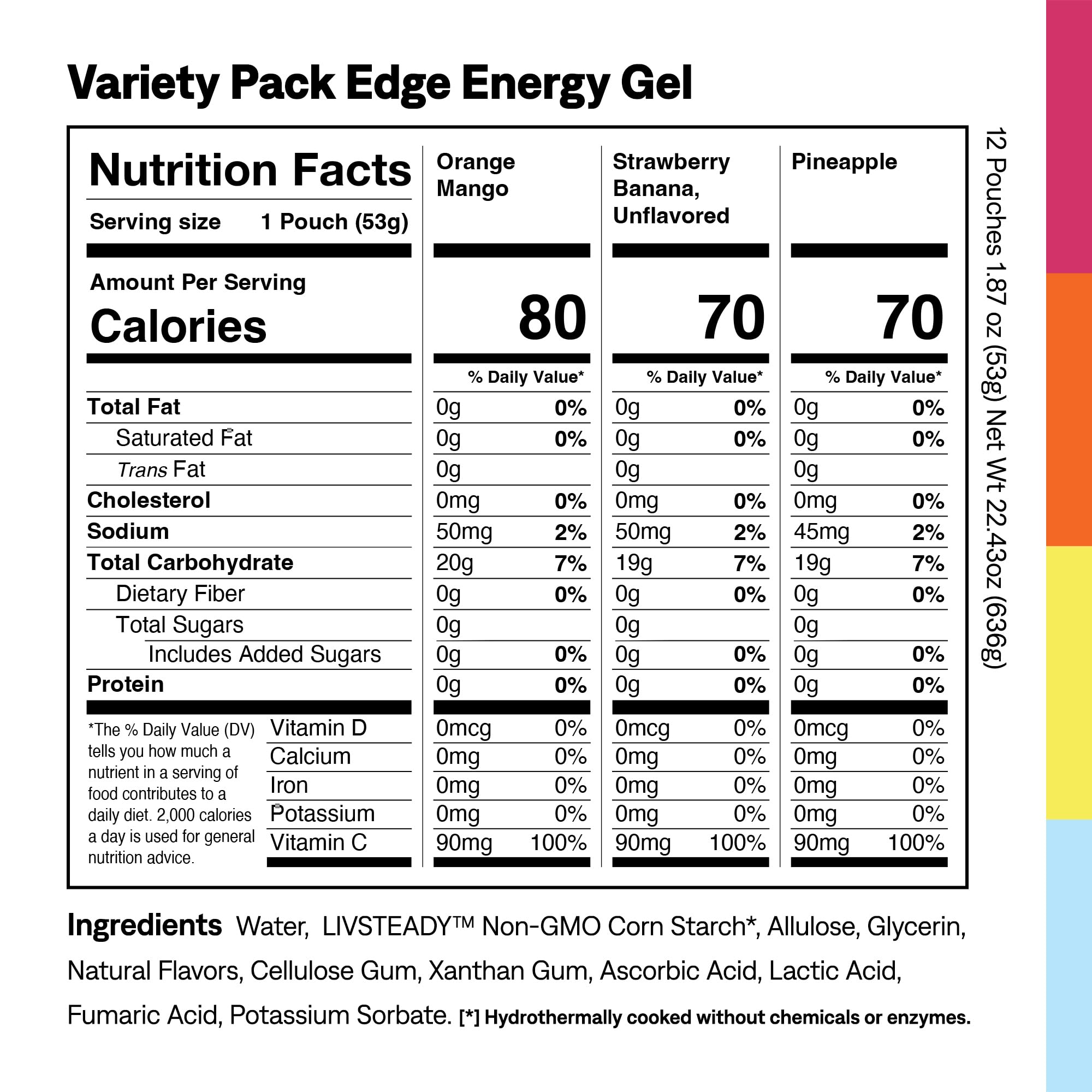 UCAN Edge Energy Gel Shots, Variety Pack (12, 2 Ounce Packets) for Running, Training, Workouts, Fitness, Cycling, Crossfit | Sugar-Free, Vegan, & Keto Friendly Energy