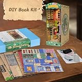 deAO DIY Miniature Book Nook Kit with LED Light - Street & Cat Model view 7