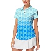 AOBUTE Women's Short Sleeve Golf Shirts Gradient 1/4 Zip Tennis Shirt