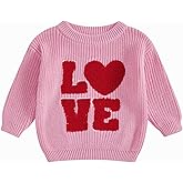 Toddler Baby Girl Boy Sweaters Love Heart Embroidery Knit Oversize Sweater Sweatshirt Outerwear Valentines Clothes
