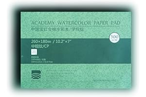 BAOHONG Academy Grade Watercolor Block, 100% Cotton, Acid-Free, 140LB/300GSM, Cold Press Textured, 20 Sheets per Block (Cold Press 7" X10.2“)