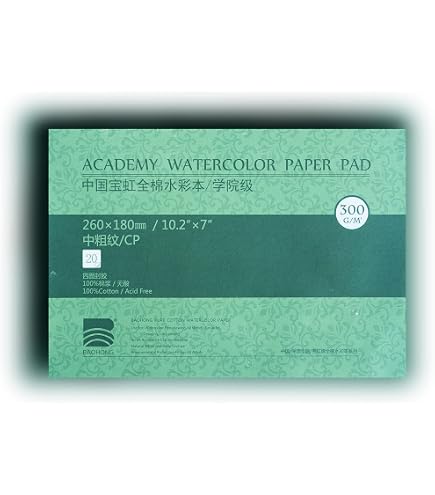 BAOHONG Bloque de papel de acuarela para artistas (20 hojas BAOHONG Bloque de papel de acuarela para artistas (20 hojas