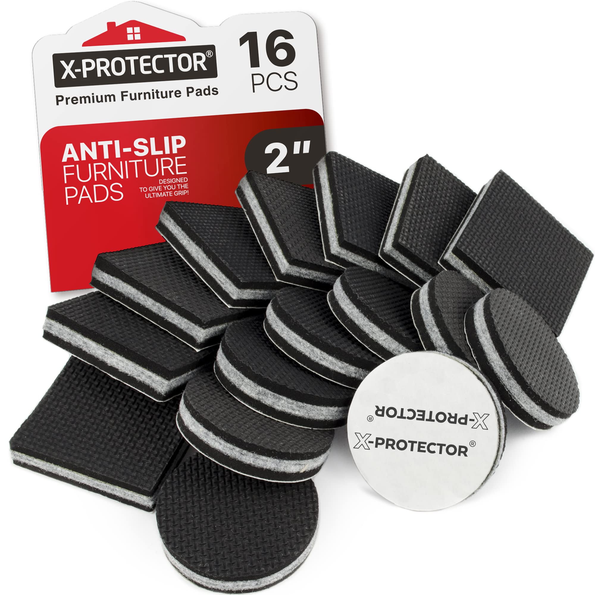 Photo 1 of Non Slip Furniture Pads X-PROTECTOR - 16 pcs 2" - Premium Furniture Grippers! Rubber Feet Hardwood Floor Protectors for Furniture Legs - Couch Stoppers - Keep Your Furniture in Place Forever!
