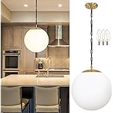 KoKo&Yukina 14" Gold Globe Pendant Light Mid Century Pendant Light Milk Glass Pendant Lights Kitchen Island Adjustable Hangin