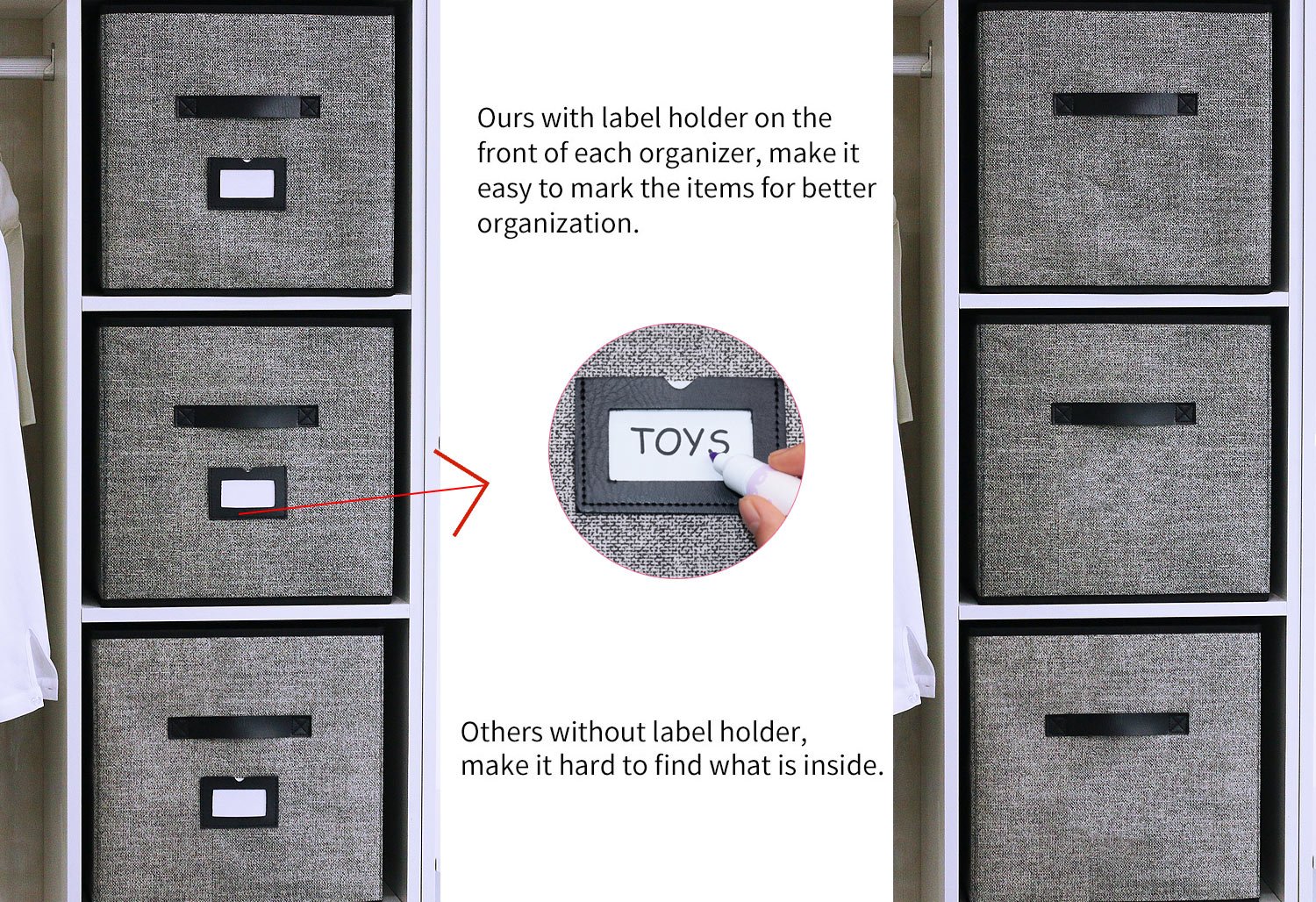 Onlyeasy Foldable Cloth Storage Cubes with Label Holders Fabric