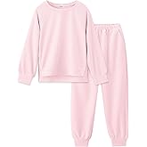 Arshiner Girls 2 Piece Tracksuit Set Long Sleeve Grid Pullover Top with Jogger Pants Kids Outfits for 5-14 Years