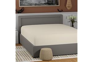 SUPREME ELEGANCE 100% Cotton Twin Fresh Ivory Fitted Sheet Only, Back to School College Essentials Mattress Fitted Sheet (39 W x 75 L), Lightweight, Highly Breathable, Cool & Crisp, 17" Deep Pocket Bed Sheets