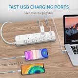 PARTH 2M Extension Lead with USB Slots 3 Way 13A 2 Metre 3 Gang view 7