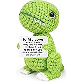 LUICONMO Gifts for Him Her Boyfriend Girlfriend Christmas Birthday, for Women Men, Romantic I Love You Gift for Couples Wife Husband, to My Love Valentines Day Handmade Crochet Dinosaur