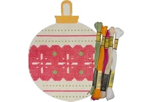 HOWIE'S NEEDLEPOINT Howie's Christmas Needlepoint Needlepoint Kits, 18CT Printed Embroidery Pattern Starter Kits, Stamped Patterns Canvas Kits(Christmas Ball-Colored 10,4x4inch)