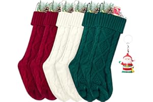ZGCYSMHT Christmas Stockings 18 Inches Classic Cable Knitted Set Large Classic Fireplace Hanging Stockings for Kids,Family Stocking Holiday Party Xmas Decoration（Red White Green Pack 6 ）