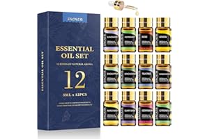 Essential Oils by SACATR Natural Essential Oil Set -12 Essential Oils Gift Set for Diffuser, Massage, Fragrance Oil Scent for DIY Candle and Soap Making (12 * 5ML)