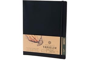 Pentalic 8" x 10" Pocket Sketchbook Traveler Journal, 160 Pages, Black