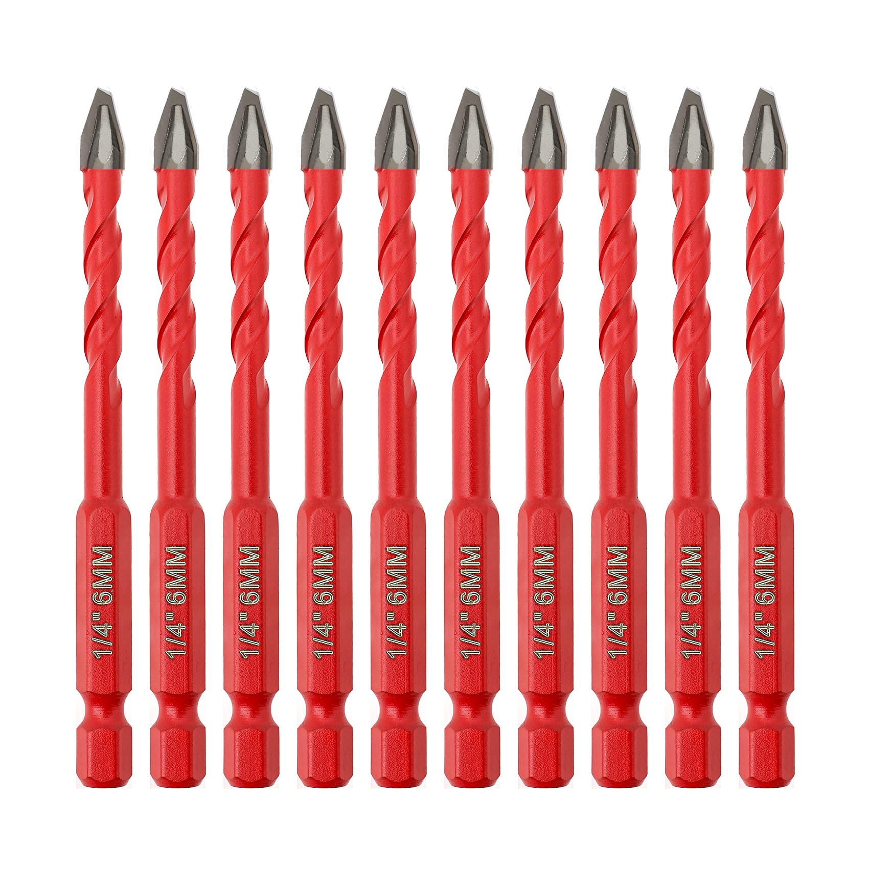 High Hardness Skewed Head Eccentric Drill Bit - FOCSTOL 10pcs 6mm Eccentric Concrete Drill Bits Set with Quick Change Hex Shank for Wood Plastic Ceramic Tile