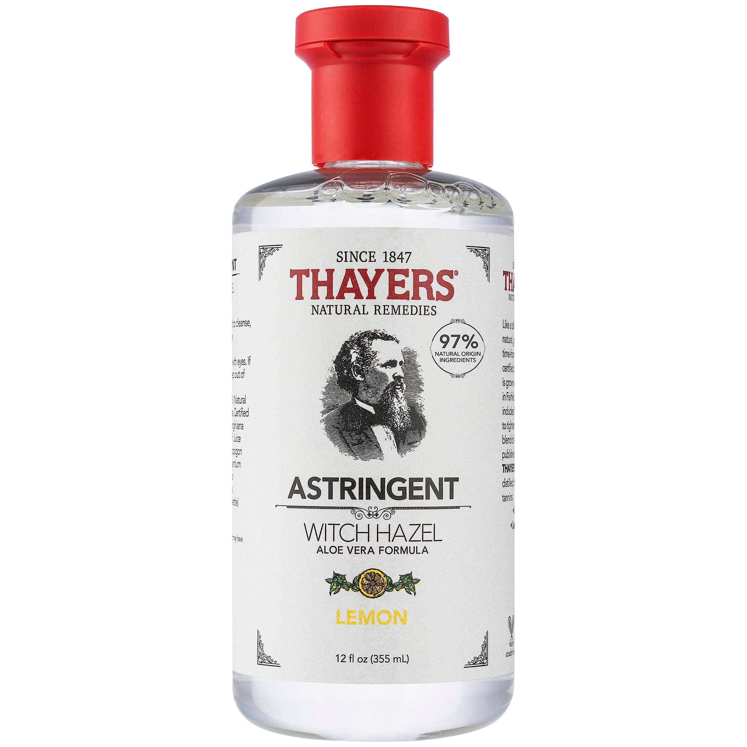 Thayers Witch Hazel Gentle Facial Lemon Astringent Lotion with Organic Aloe Vera, 355ml