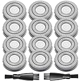 12 Pack Pitbull Shaver Replacement Blade for Skull Shaver Replacement Heads Pitbull Gold/Silver Replacement Blades for Palm Electric Razors Head Shavers for Bald Men, 2 Cleaning Brush, Premium