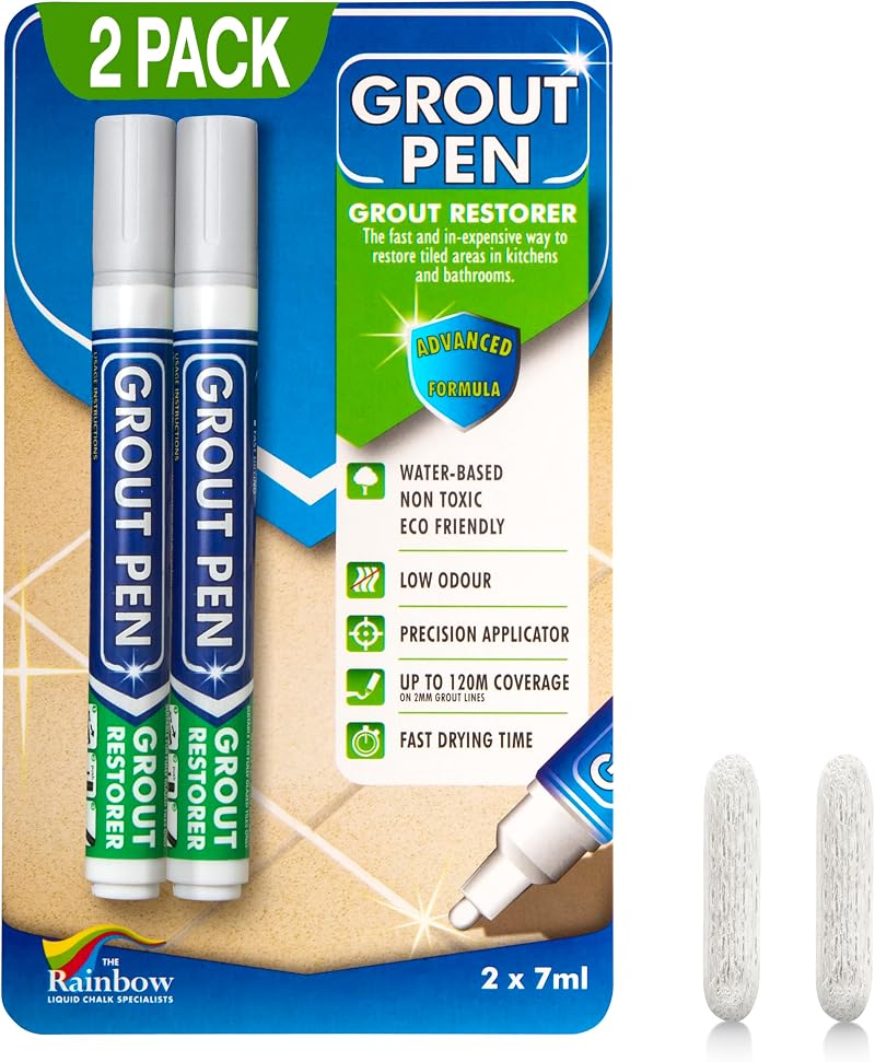 RAINBOW CHALK MARKERS LTD Twin Pack Light Grey Grout Pen Restore Kitchen