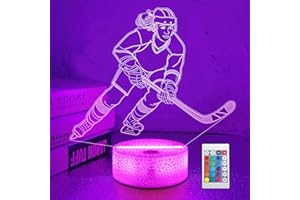 LIGHTZZ Hockey Stuff Gifts for Girls, Ice Hockey Girl Player 3D Night Light for Kids,16 Color Changing LED Illusion Desk Table Lamp for Women Friends Birthday Xmas Decor Gifts