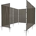 PATIO Outdoor Privacy Fence with Stainless Steel Poles Dog Fencing for Deck Backyard Yard Freestanding Removable Privacy Fence Barrier Garden Chicken Fence with Spikes Hollow Brown 6'x127'